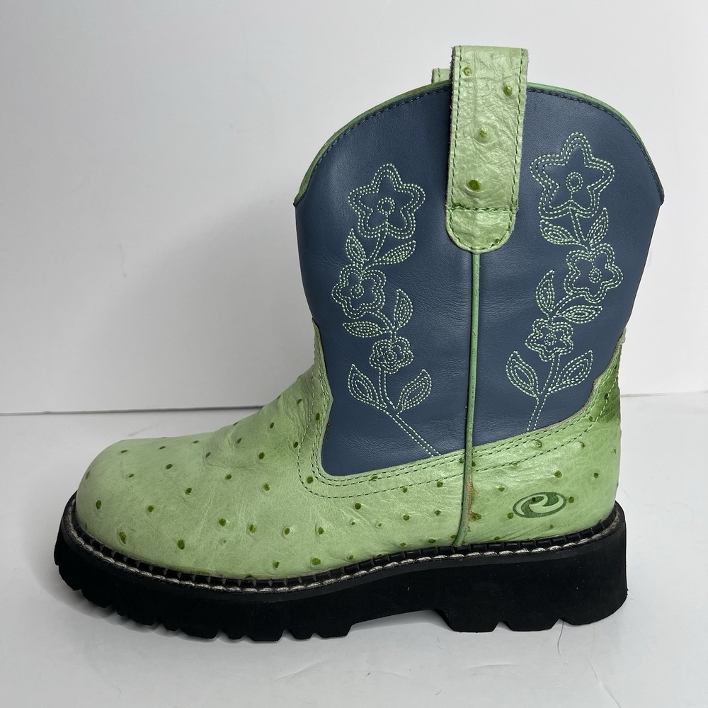Roper Girl's Western Cowboy Boots 6 Green Gray Horse Barn Festival Cowgirl
